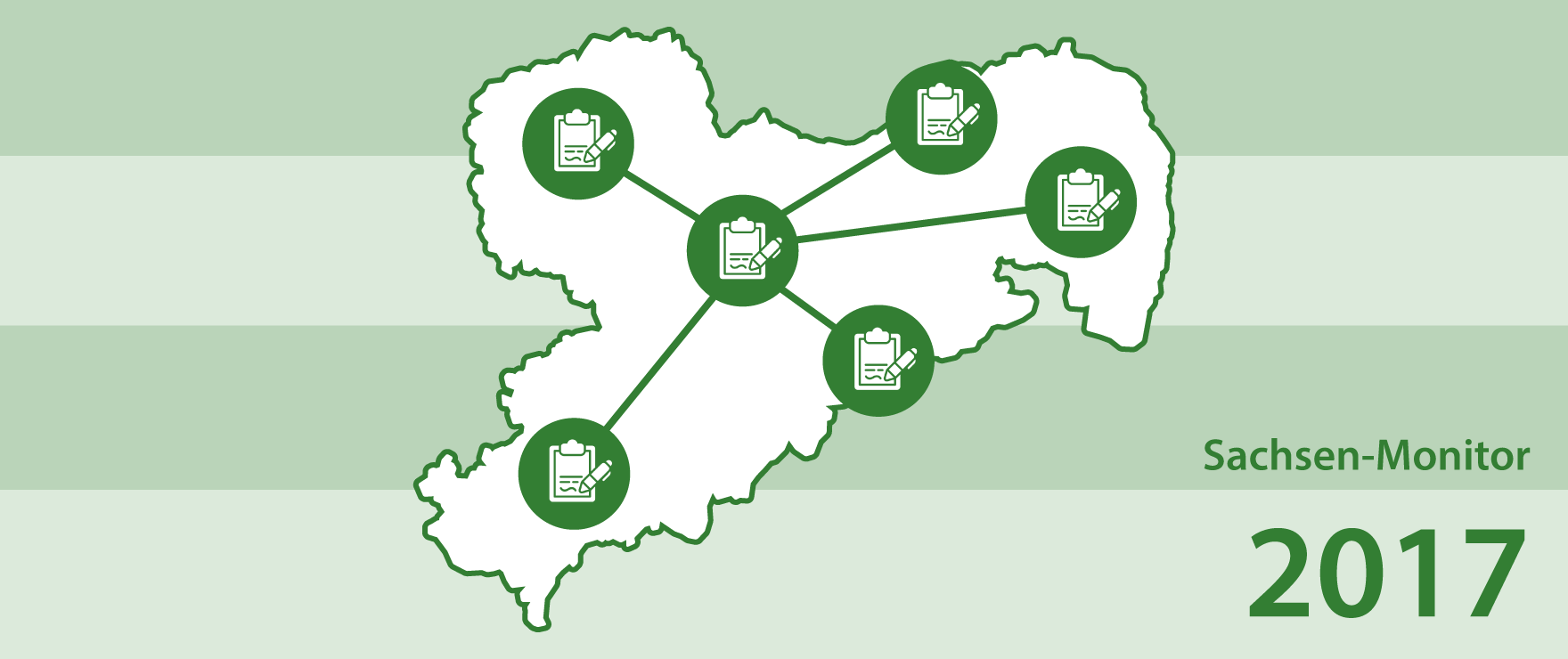 Eine Karte von Sachsen mit Umfragebögen