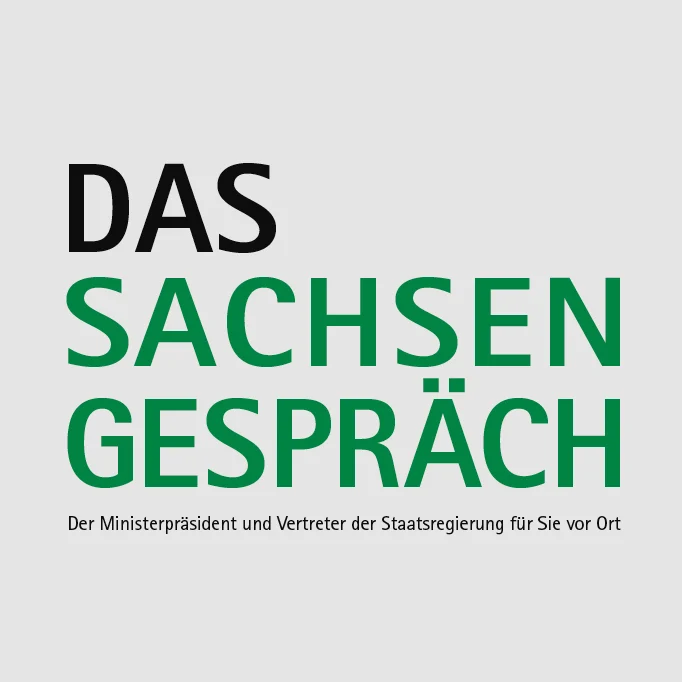 Das Bildlogo das Sachsengespräches - Der Ministerpräsident und Vetreter der Staatsregierung für SIe vor Ort.