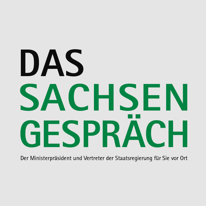 Das Bildlogo das Sachsengespräches - Der Ministerpräsident und Vetreter der Staatsregierung für SIe vor Ort.
