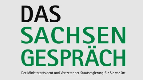 Das Bildlogo das Sachsengespräches - Der Ministerpräsident und Vetreter der Staatsregierung für SIe vor Ort.